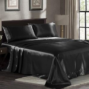 Queen microfiber satin sheet set